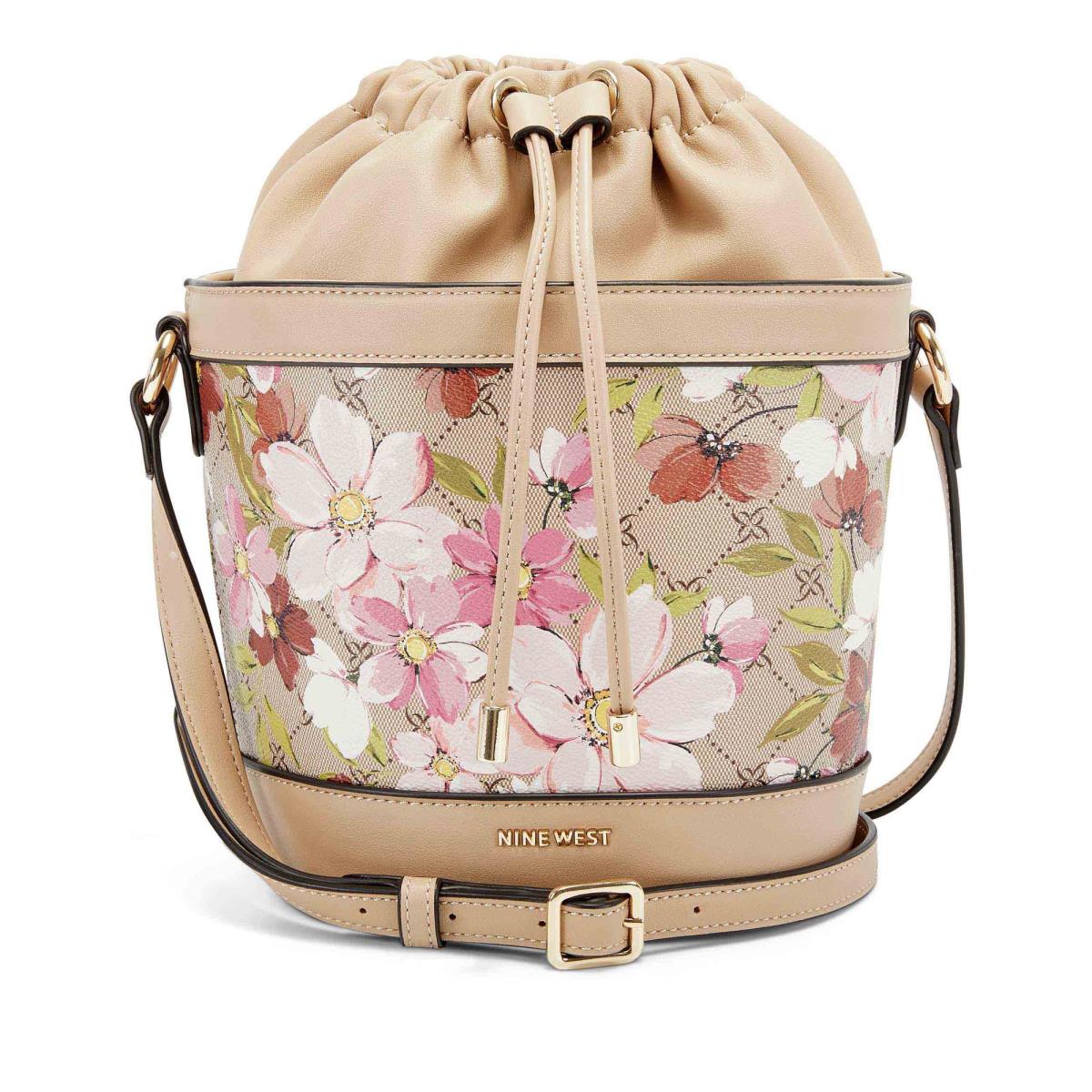 Nine West Laylin Drawstring Bucket Crossbody Bags Flower | HSLF29503