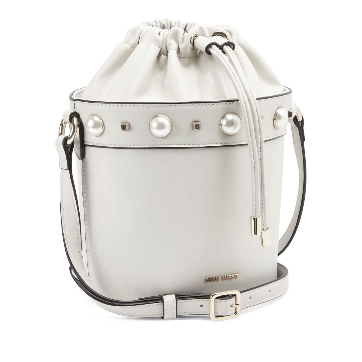 Nine West Laylin Drawstring Bucket Crossbody Bags White | OSNR63485