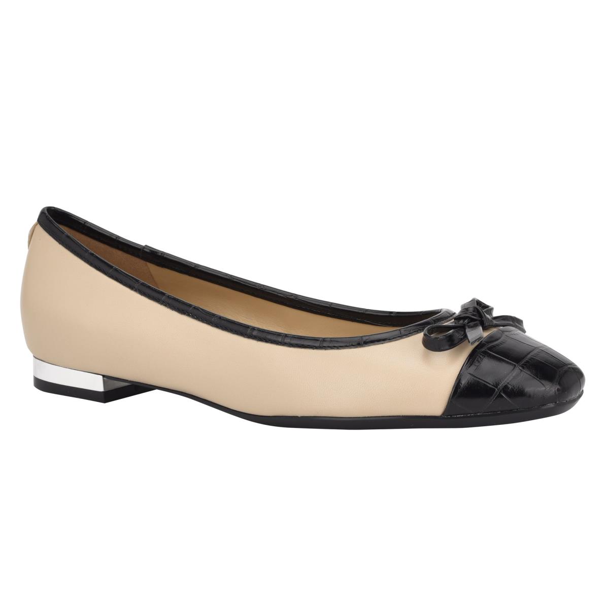 Nine West Olly 9x9 Ballet Flats Beige / Black | FDMS82497