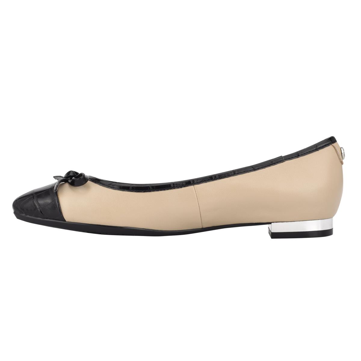 Nine West Olly 9x9 Ballet Flats Beige / Black | FDMS82497