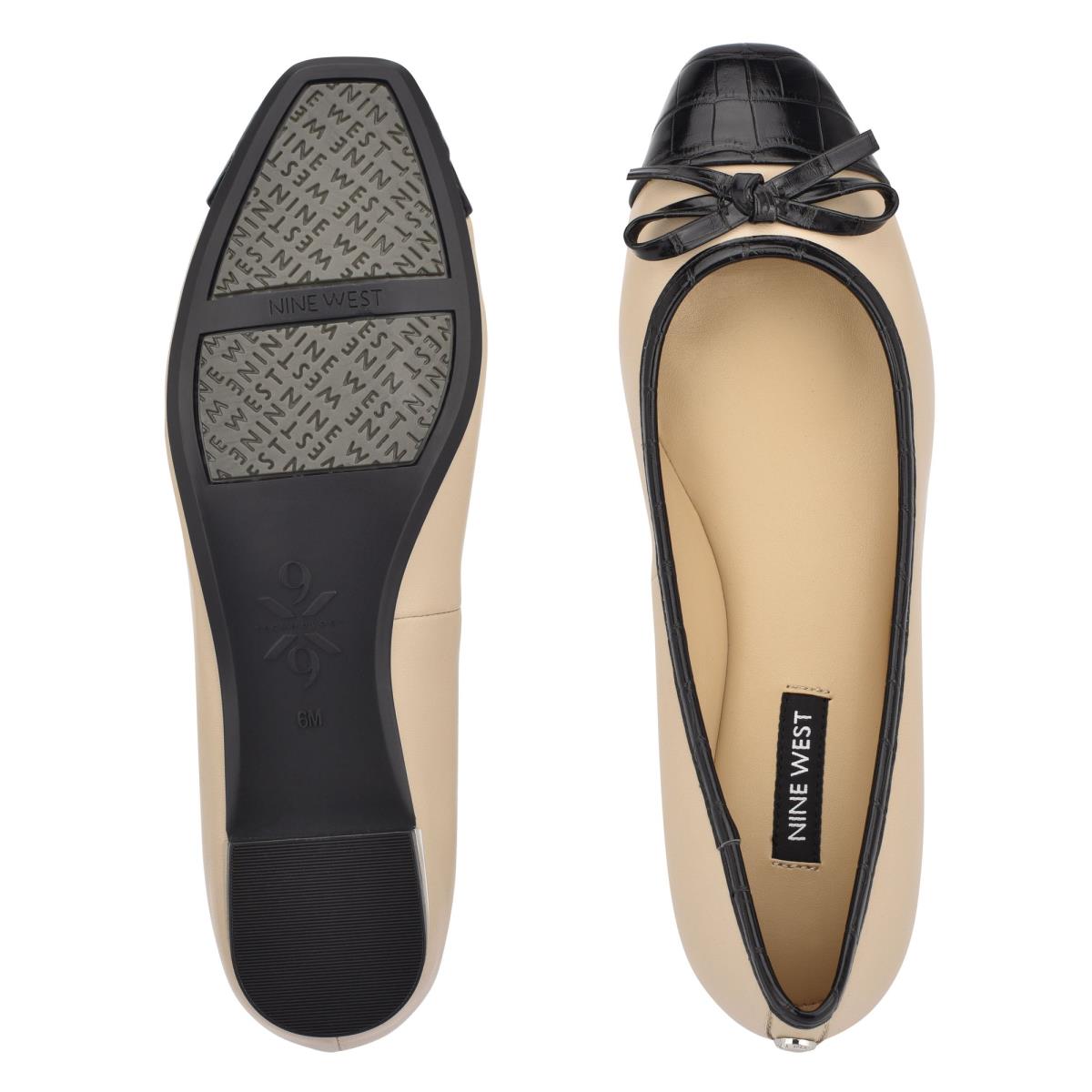 Nine West Olly 9x9 Ballet Flats Beige / Black | FDMS82497