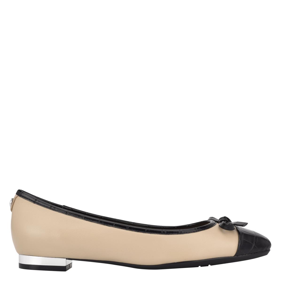 Nine West Olly 9x9 Ballet Flats Beige / Black | FDMS82497