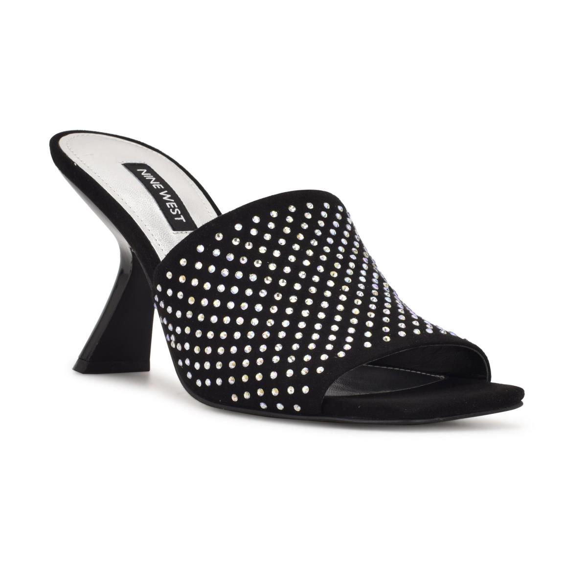 Nine West Partie Heeled Slide Sandals Black | ZEQI18527