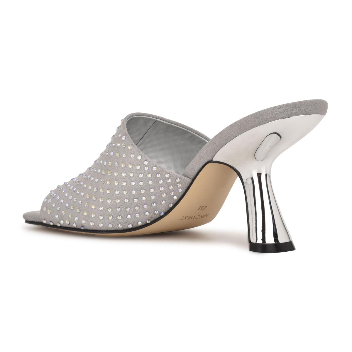 Nine West Partie Heeled Slide Sandals Grey | ITQA25136