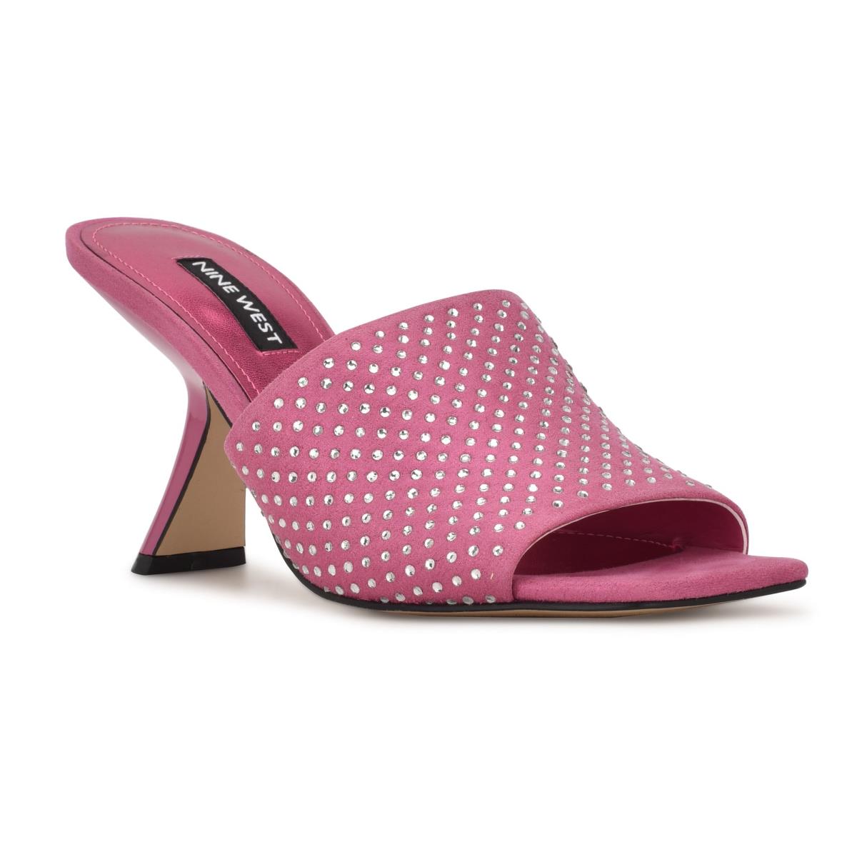 Nine West Partie Heeled Slide Sandals Pink | PTVM05164