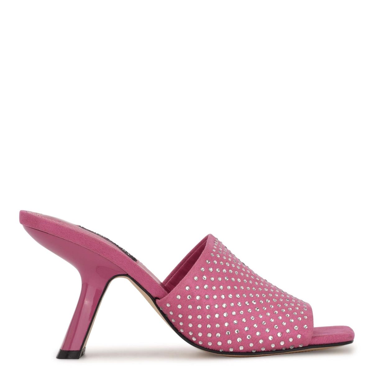 Nine West Partie Heeled Slide Sandals Pink | PTVM05164