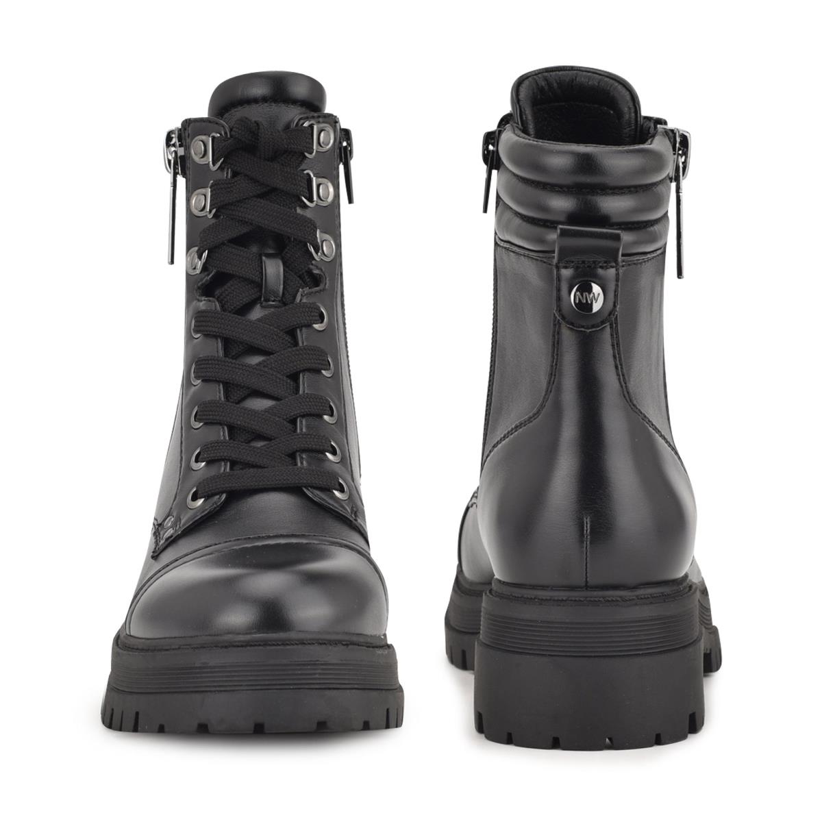 Nine West Prinze Lug Sole Boots Black | PANV73140