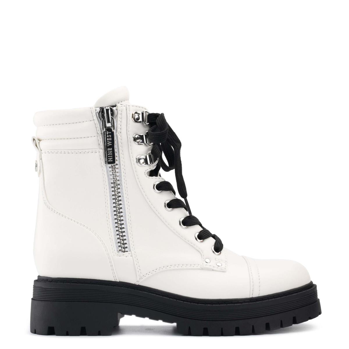 Nine West Prinze Lug Sole Boots White | YZCJ37140