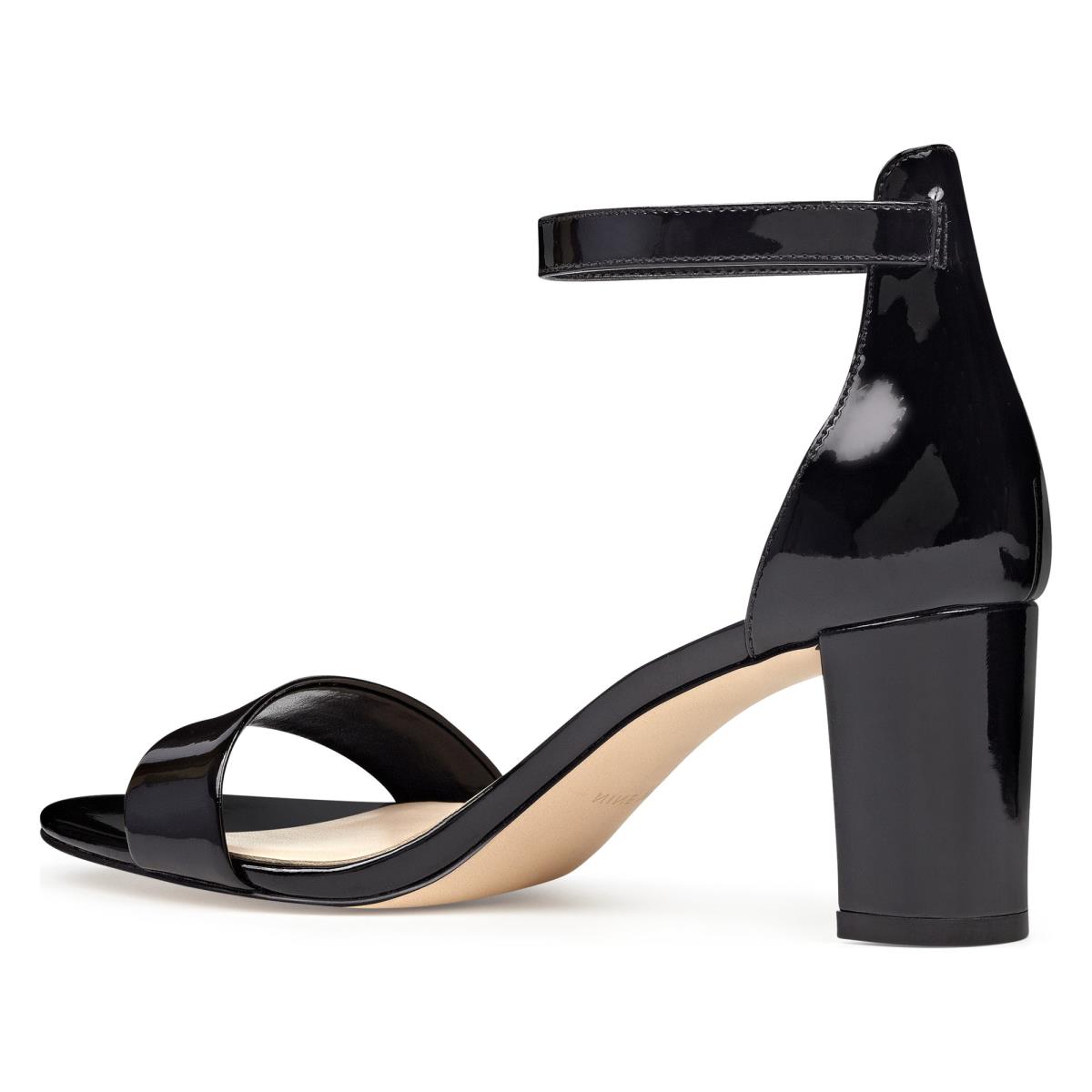 Nine West Pruce Ankle Strap Block Heels Sandals Black | AEBF68193