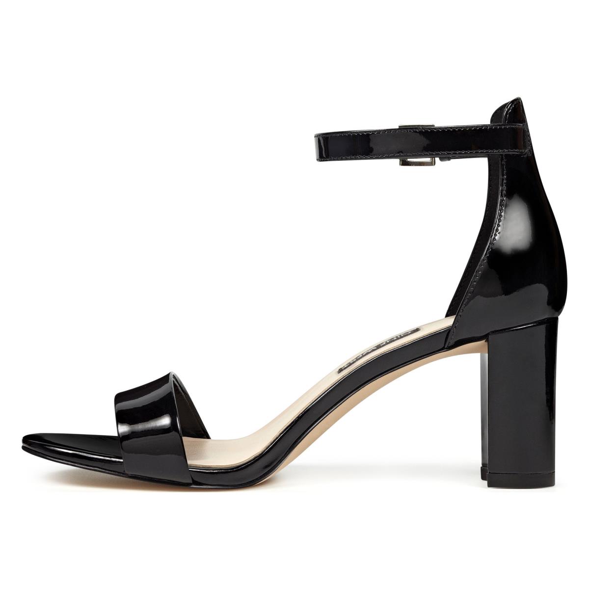 Nine West Pruce Ankle Strap Block Heels Sandals Black | AEBF68193