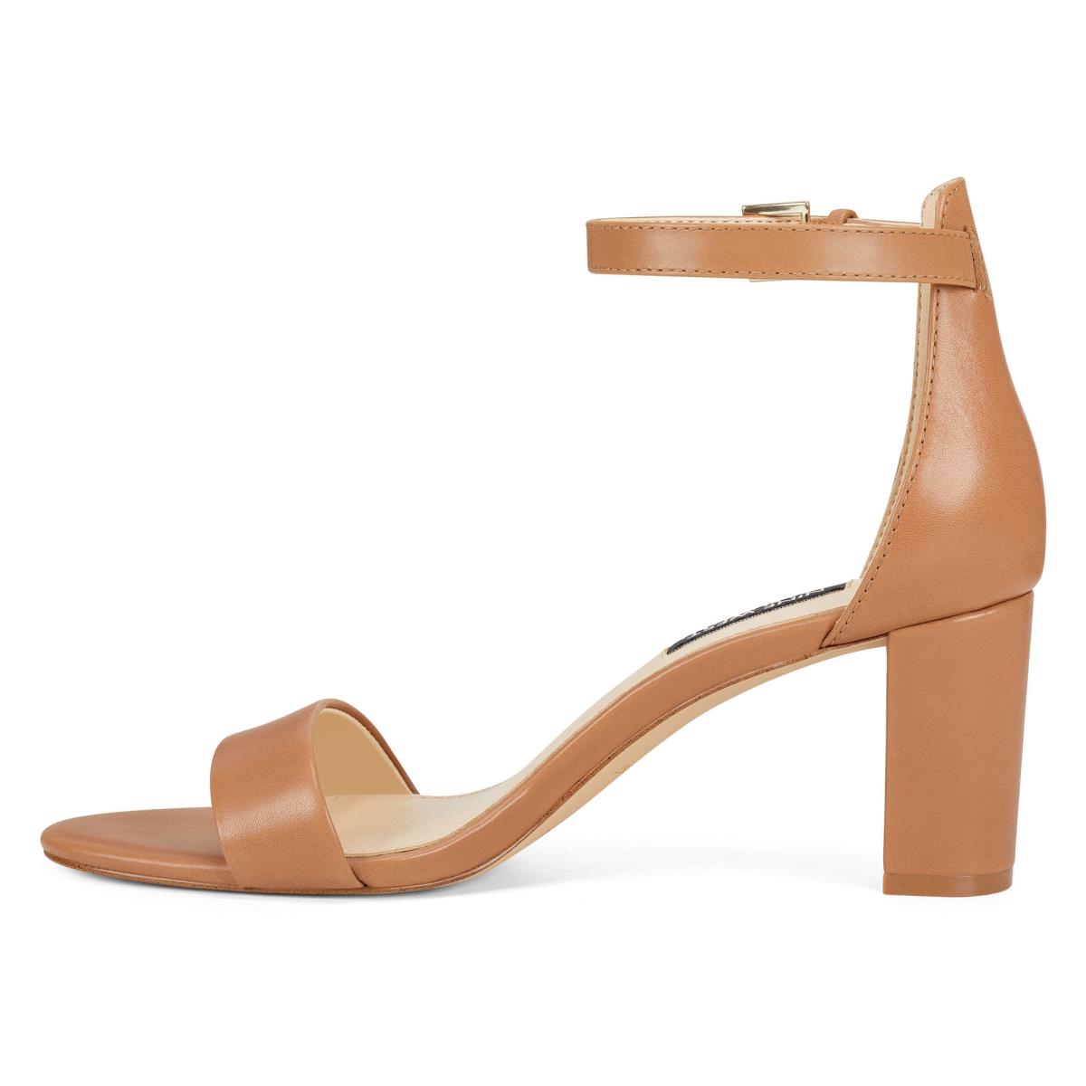 Nine West Pruce Ankle Strap Block Heels Sandals Beige | EOJP32094