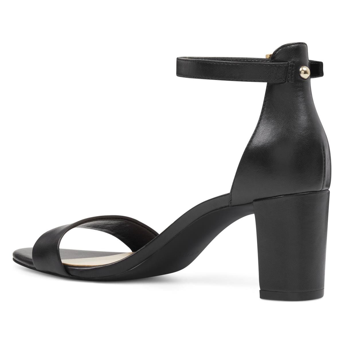 Nine West Pruce Ankle Strap Block Heels Sandals Black | FPBY57218