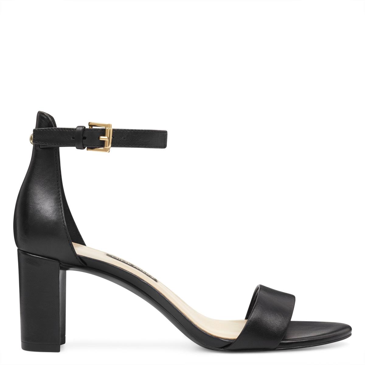 Nine West Pruce Ankle Strap Block Heels Sandals Black | FPBY57218