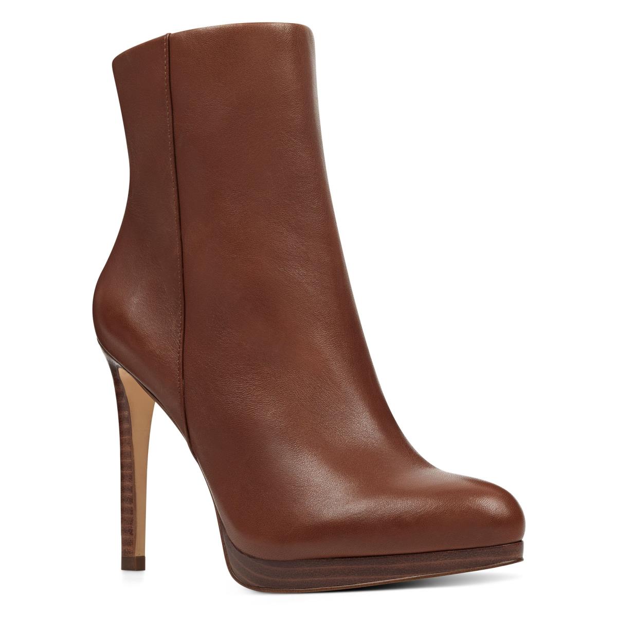 Nine West Quanette Platform Booties Brown | VTRX82460