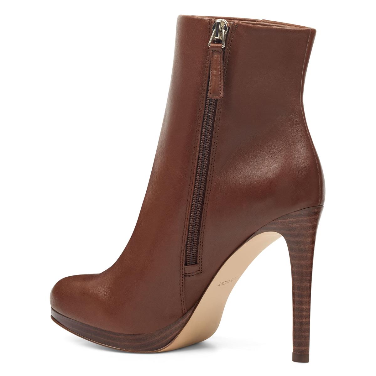 Nine West Quanette Platform Booties Brown | VTRX82460