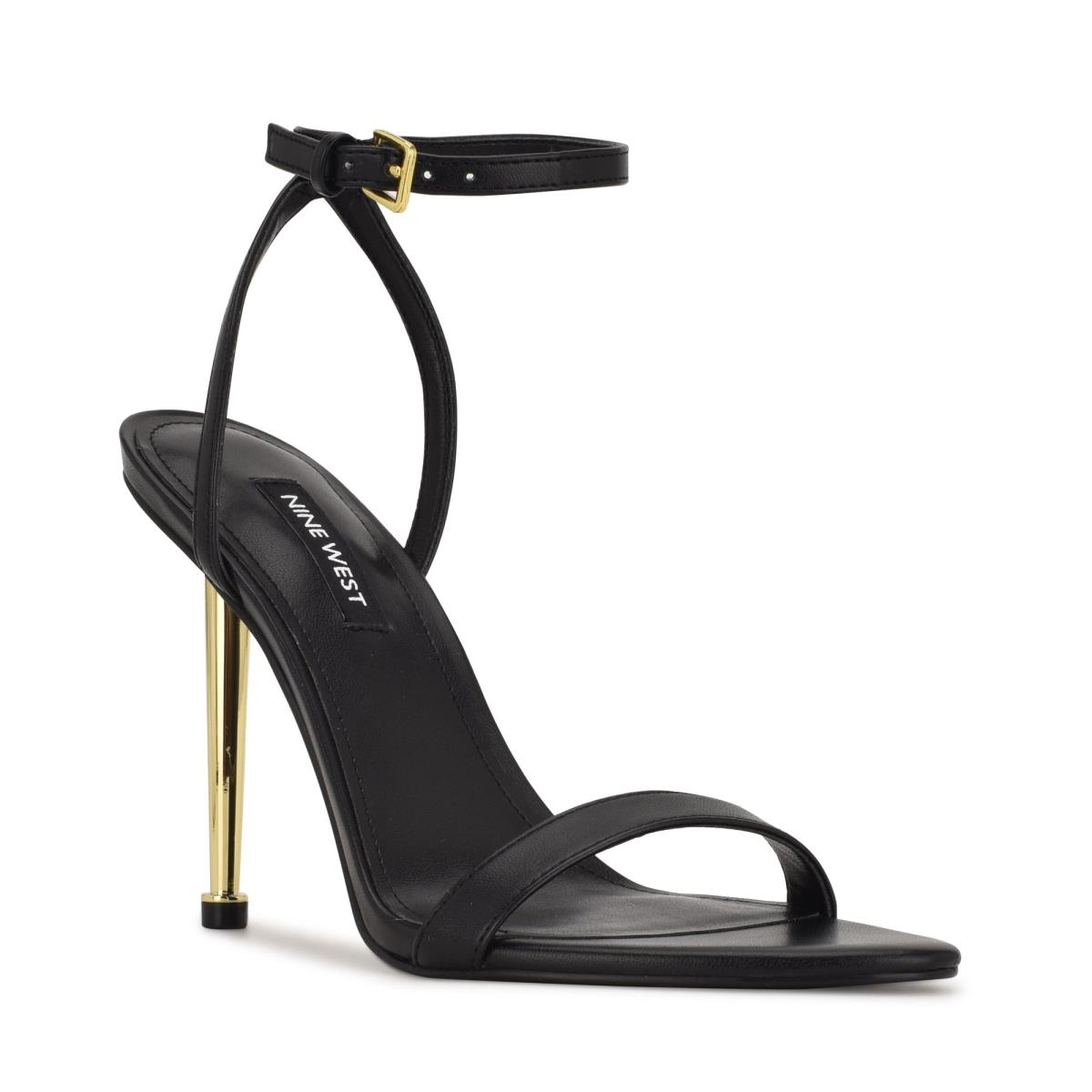 Nine West Reina Ankle Strap Sandals Black | WVID41762