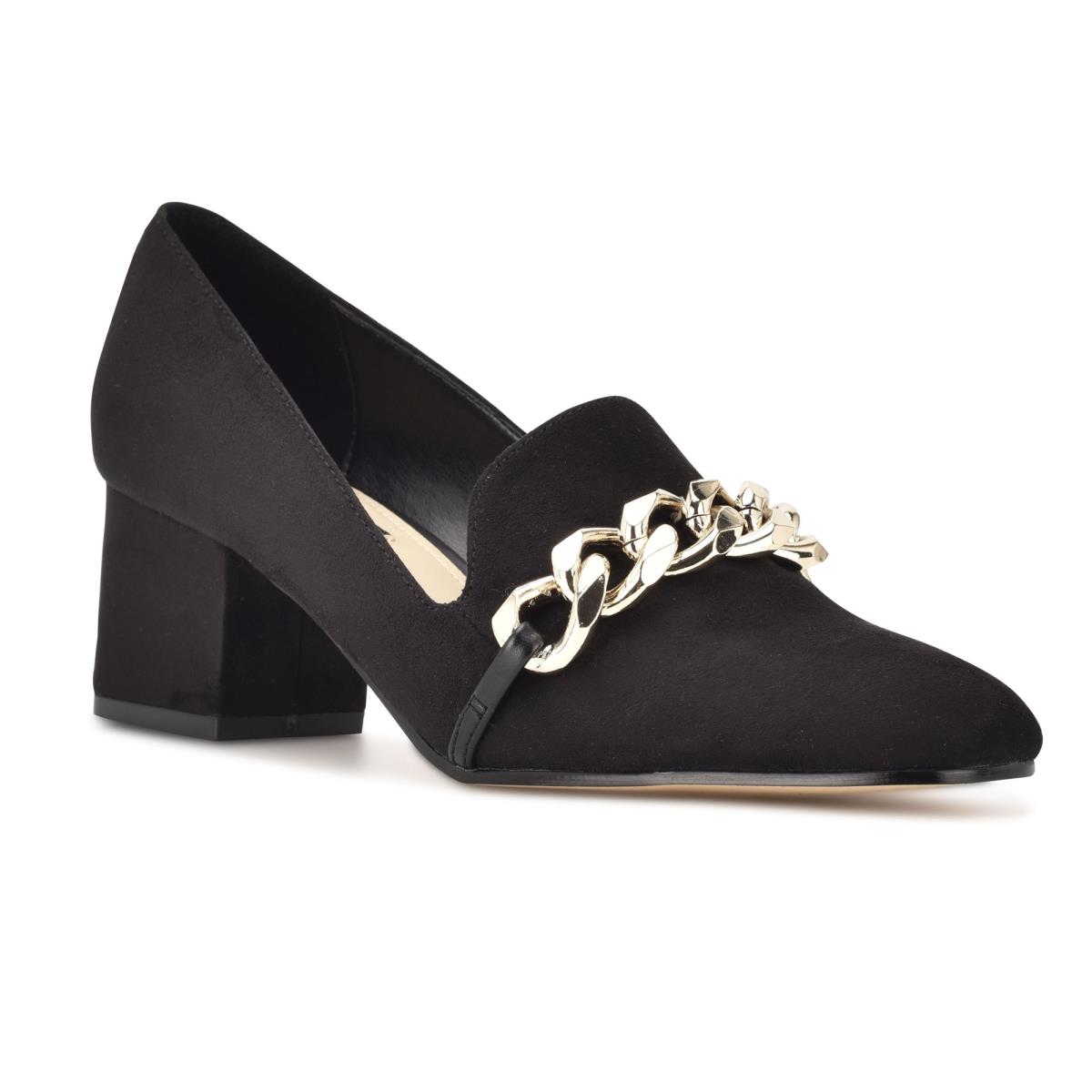 Nine West Remal Heeled Loafers Black / Black | FDOJ89703