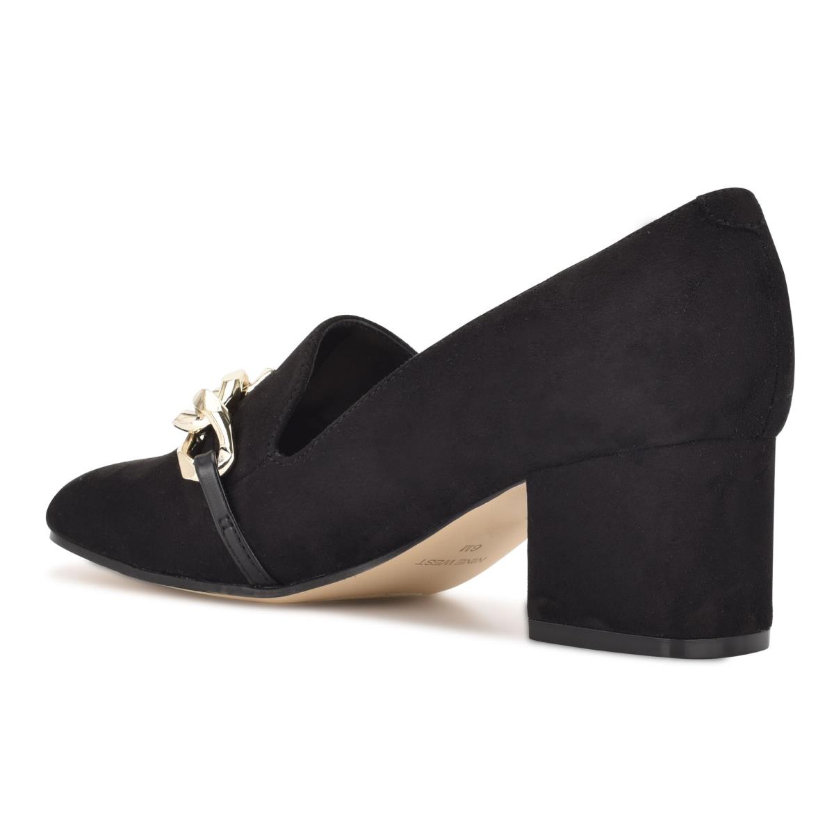 Nine West Remal Heeled Loafers Black / Black | FDOJ89703