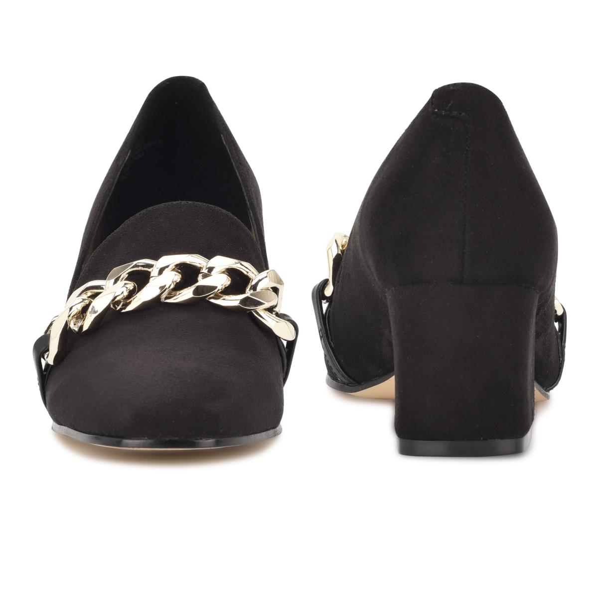 Nine West Remal Heeled Loafers Black / Black | FDOJ89703