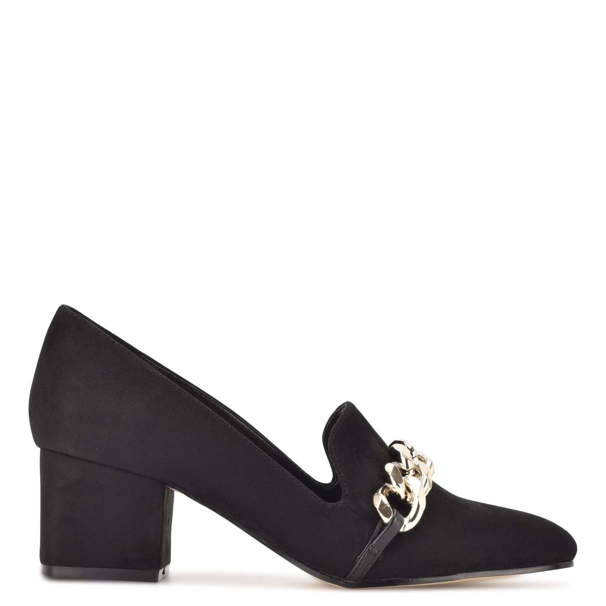 Nine West Remal Heeled Loafers Black / Black | FDOJ89703