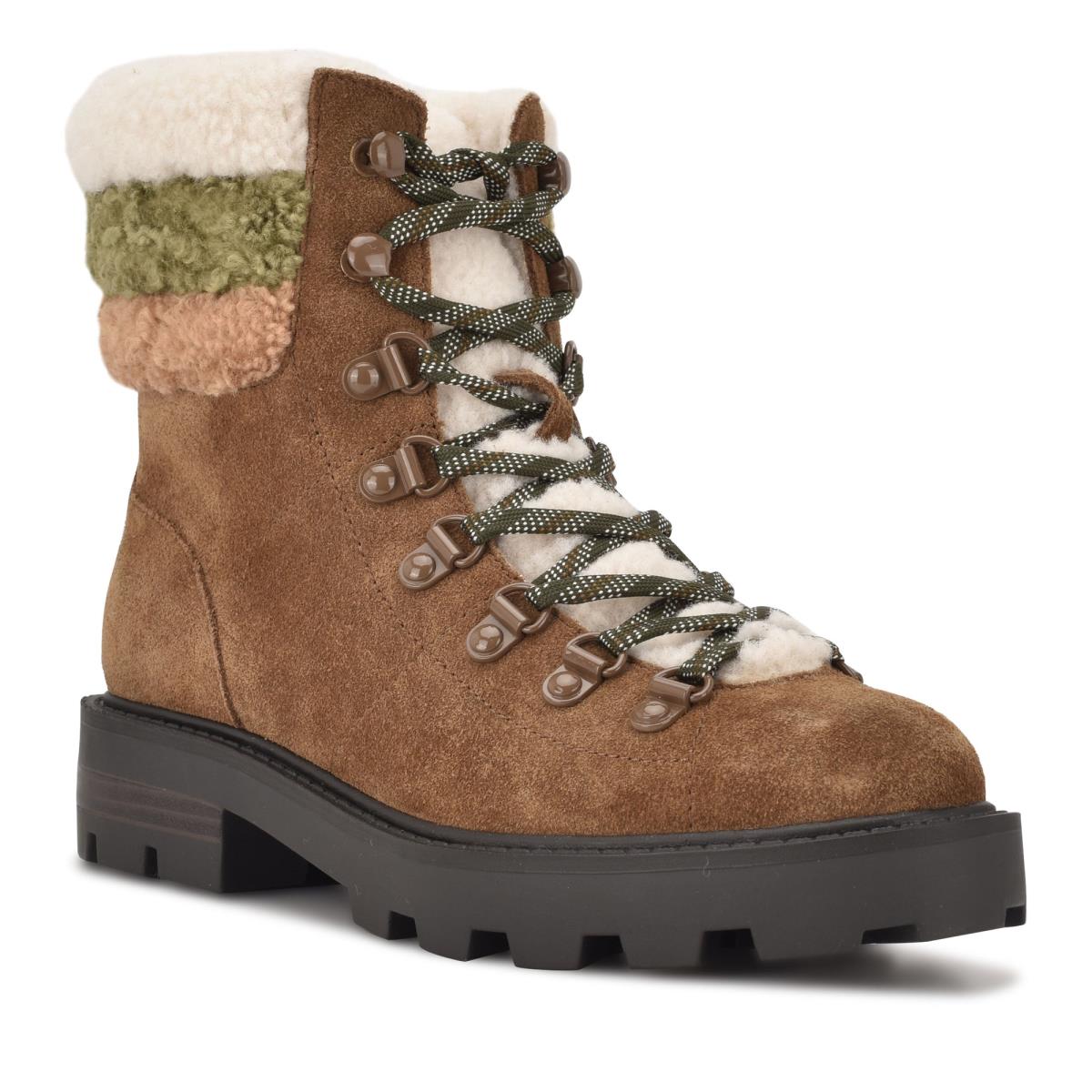 Nine West Rima Combat Lug Sole Booties Brown | YRXW28013