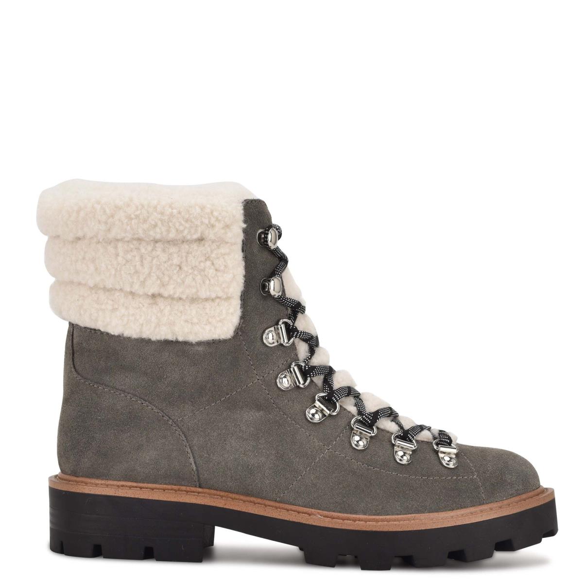 Nine West Rima Combat Lug Sole Booties Grey | UIFJ72436