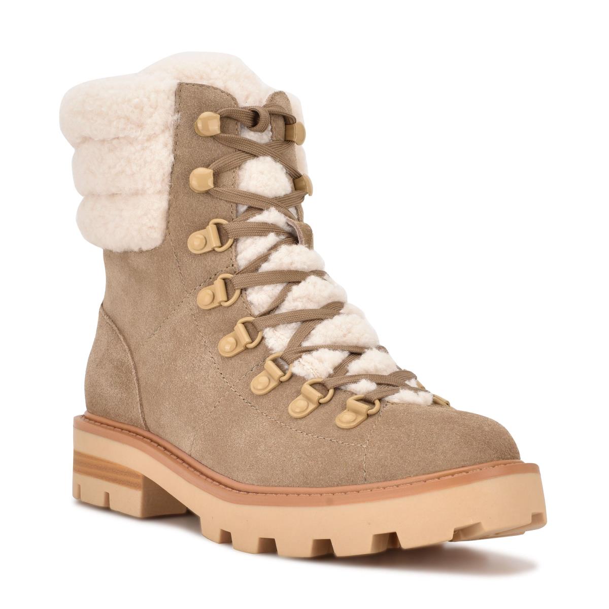 Nine West Rima Combat Lug Sole Booties Light Beige | URIC24936