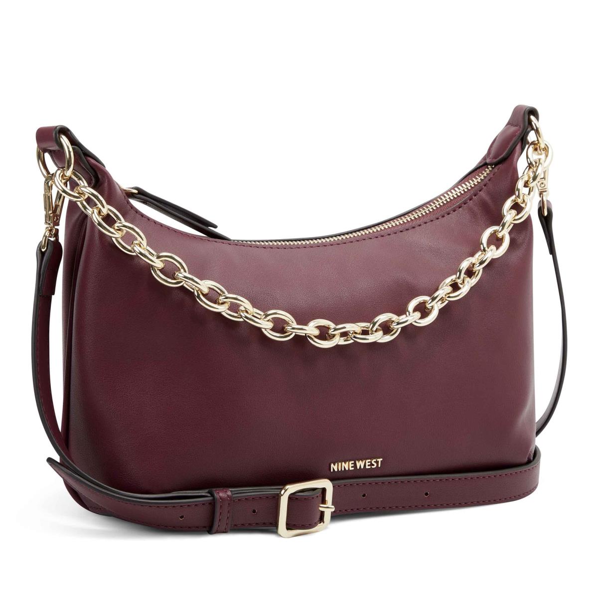 Nine West Ronnie Top Zip Shoulder Bag Shoulder Bags Claret | HZKM23489