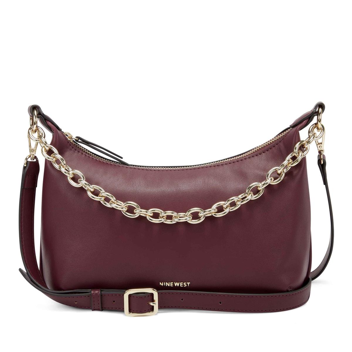 Nine West Ronnie Top Zip Shoulder Bag Shoulder Bags Claret | HZKM23489