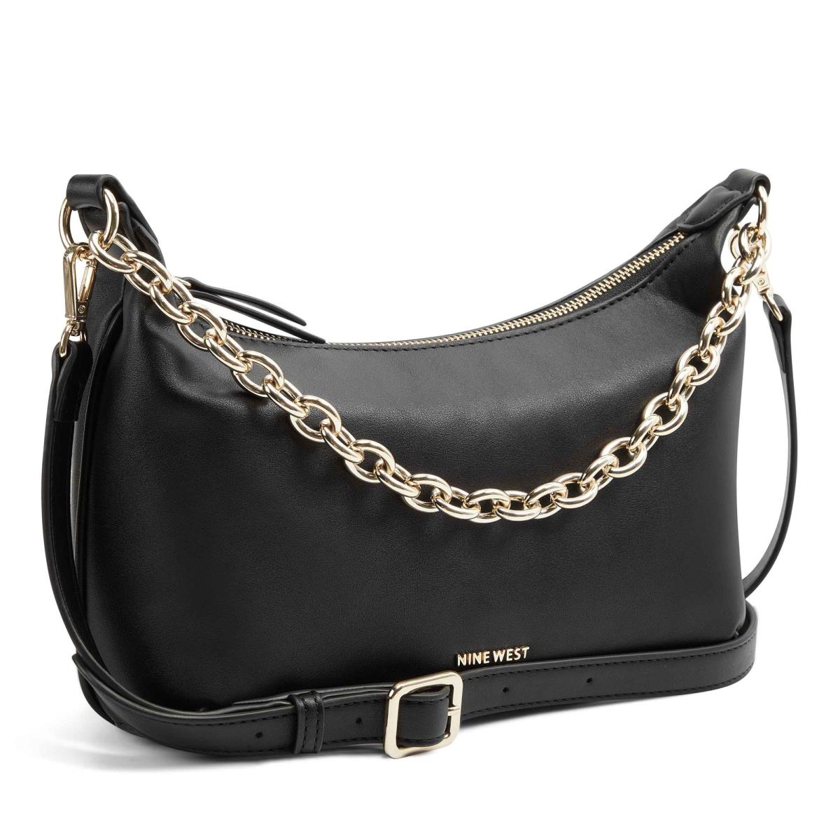 Nine West Ronnie Top Zip Shoulder Bag Shoulder Bags Black | ZXCT07492