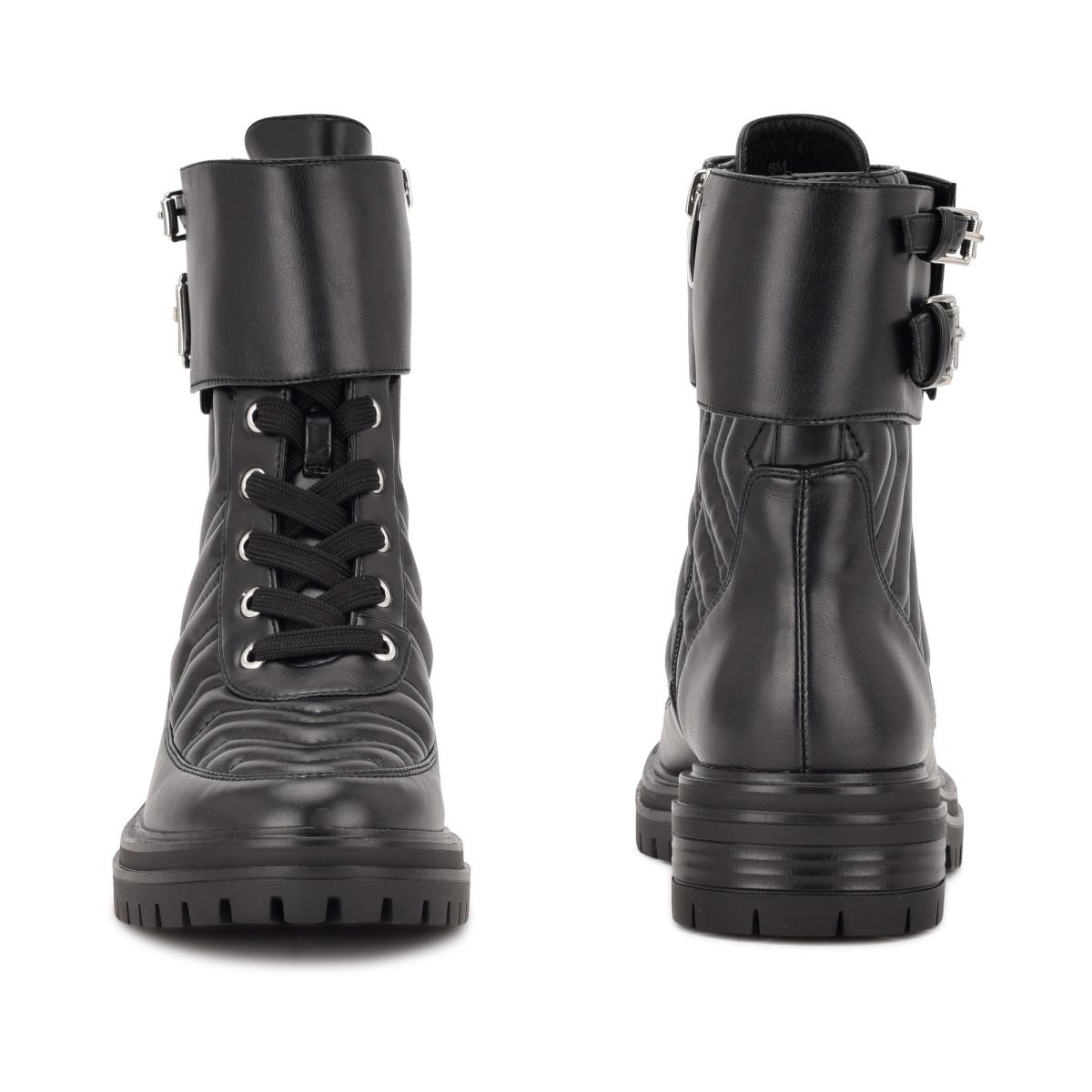 Nine West Sabrah Lug Sole Boots Black | ZHEW39784