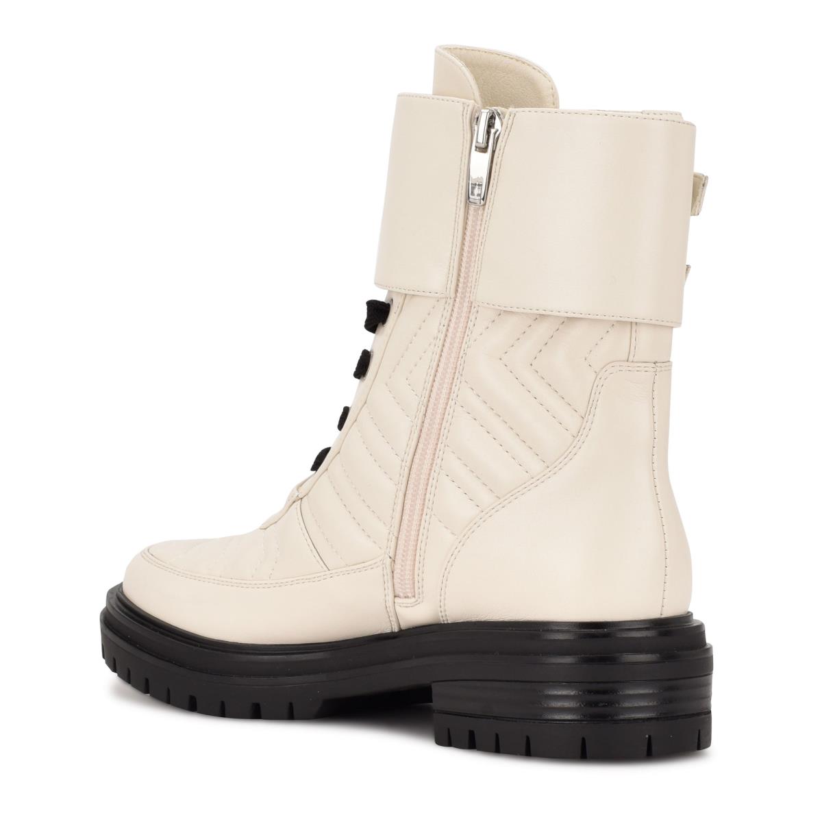 Nine West Sabrah Lug Sole Boots Cream | CFZA27016