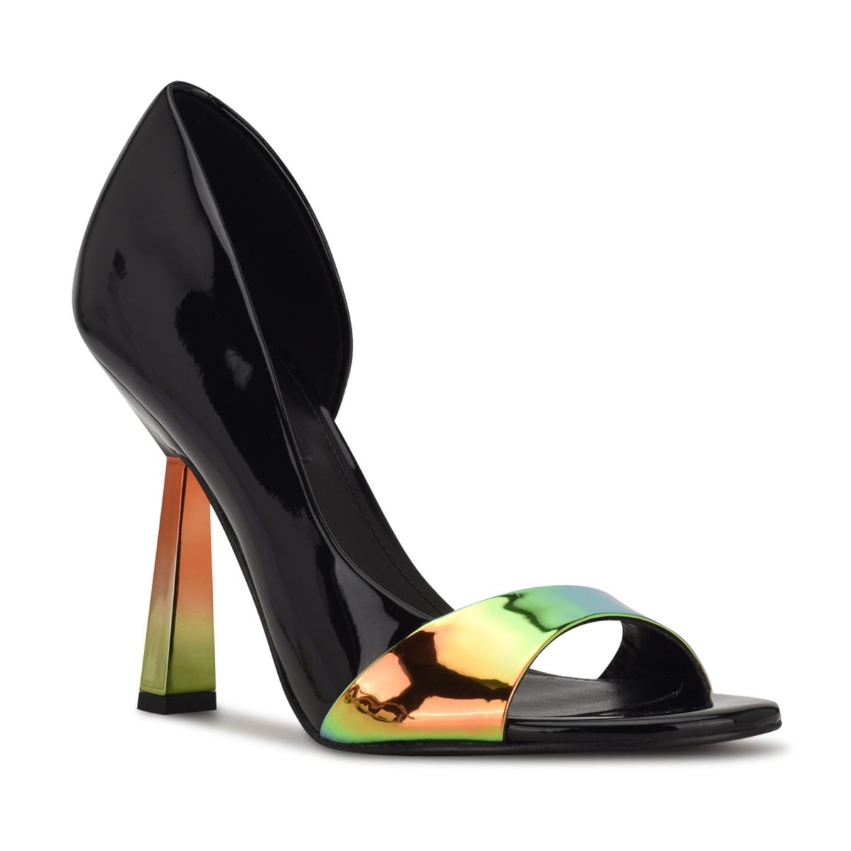 Nine West Saidso Open Toe Pumps Black / Multicolor | UPDY28915