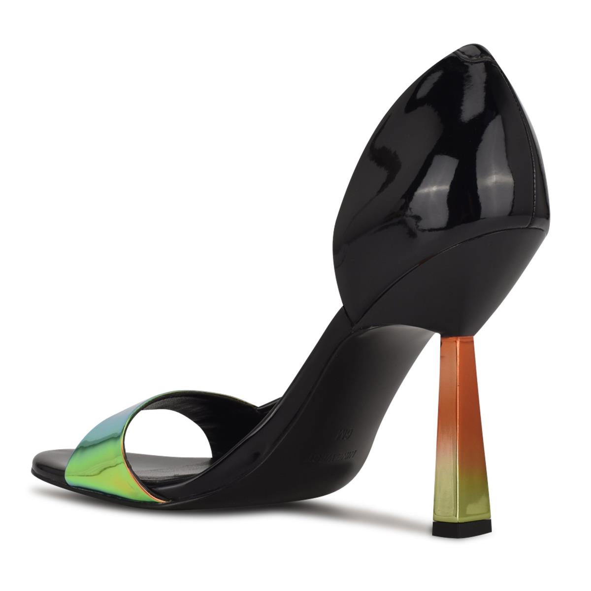 Nine West Saidso Open Toe Pumps Black / Multicolor | UPDY28915