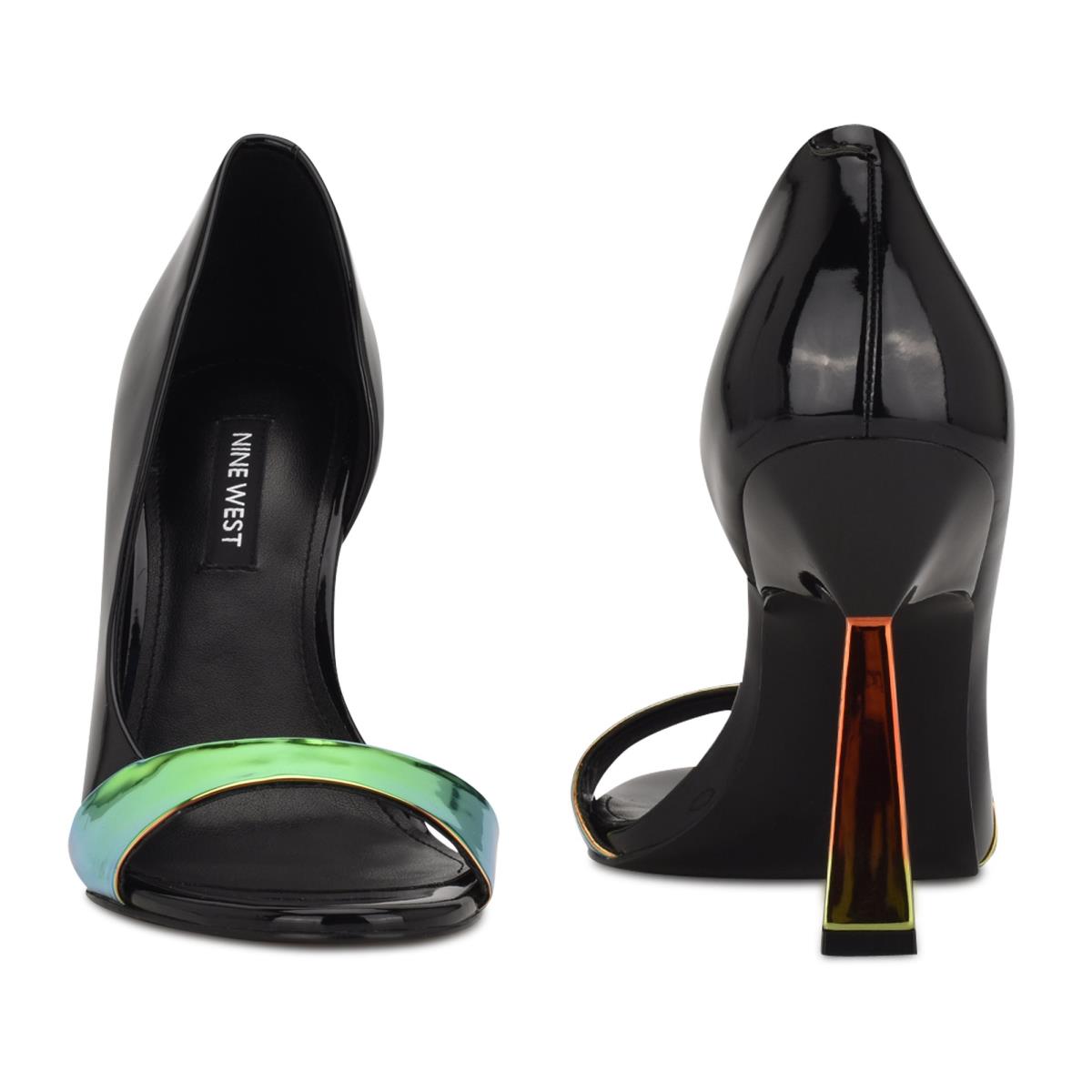 Nine West Saidso Open Toe Pumps Black / Multicolor | UPDY28915