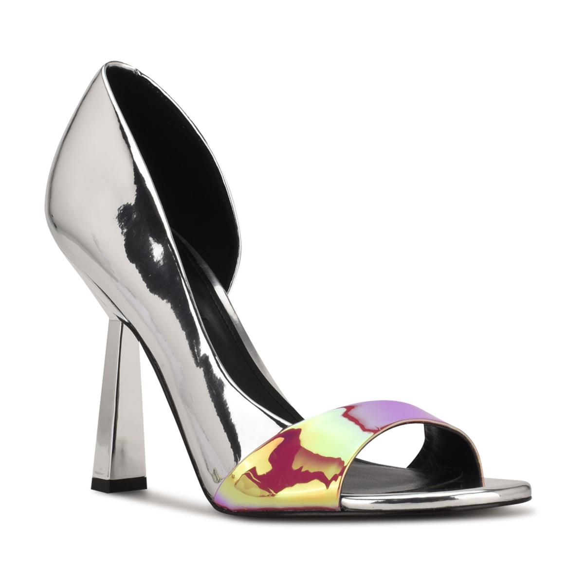 Nine West Saidso Open Toe Pumps Silver Multicolor | EDGH47615