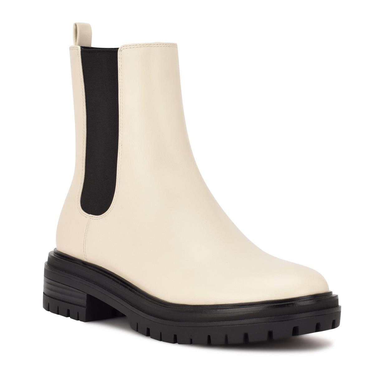 Nine West Saleema Chelsea Lug Sole Boots White | ELVF94571