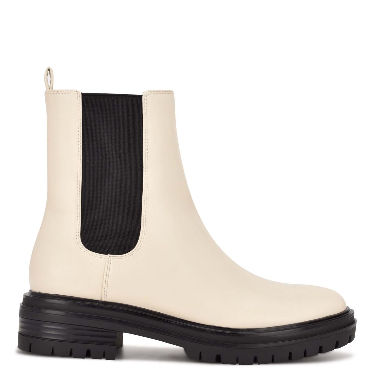 Nine West Saleema Chelsea Lug Sole Boots White | ELVF94571