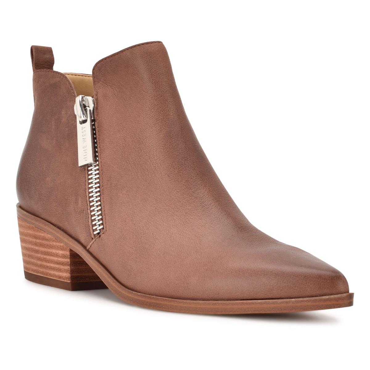 Nine West Single Pointy Toe Booties Brown | AUHT80973