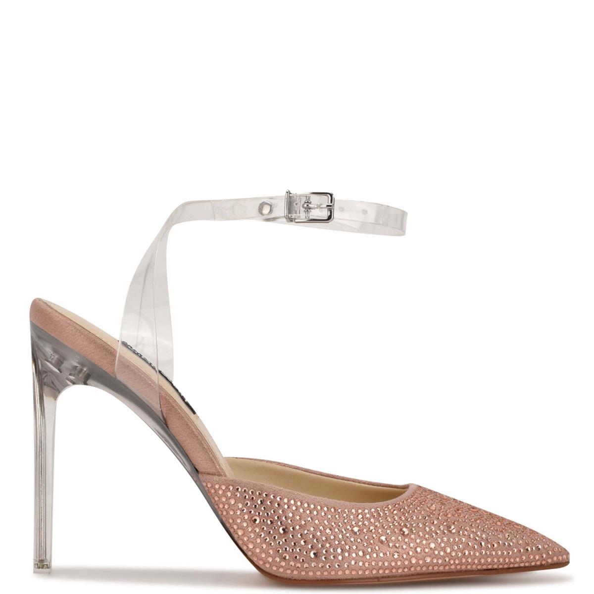 Nine West Sparkel Ankle Strap Pumps Beige | CSPG63915