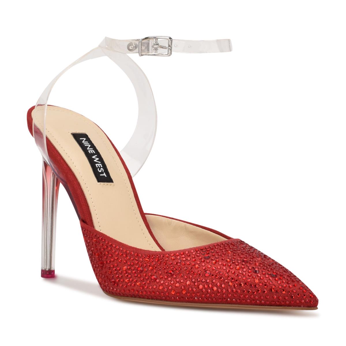 Nine West Sparkel Ankle Strap Pumps Red | FMQC92564