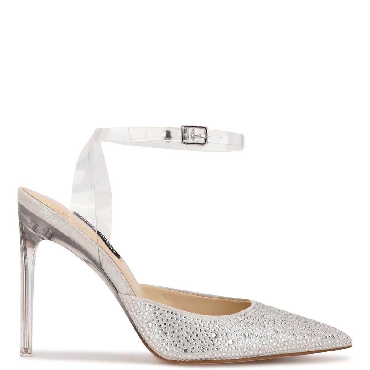 Nine West Sparkel Ankle Strap Pumps White | NSGC34879