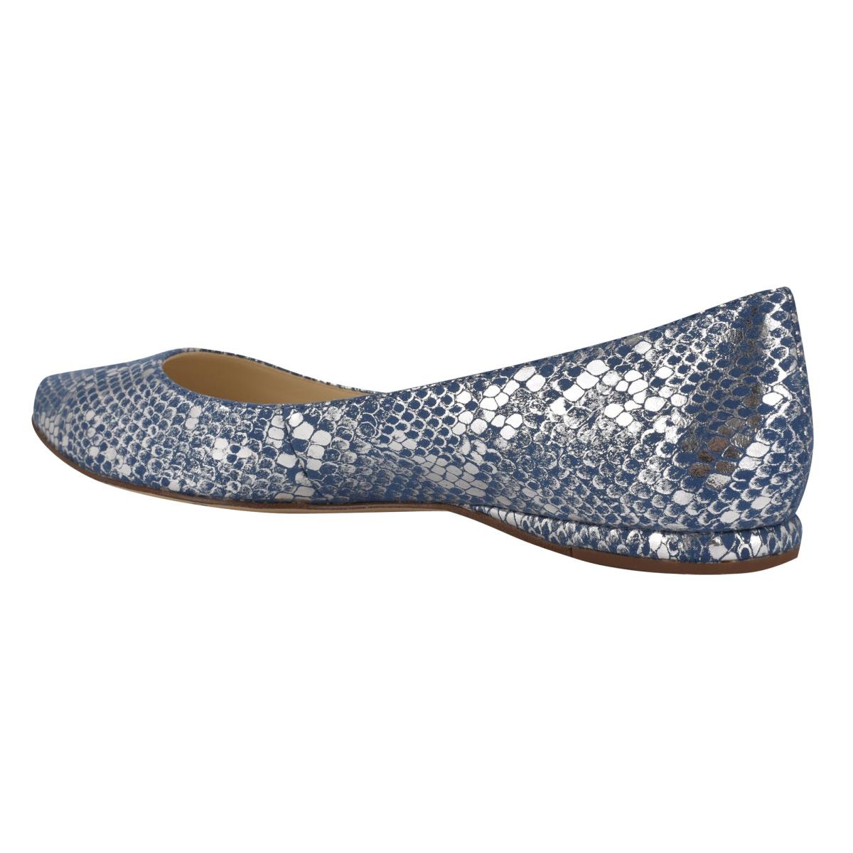 Nine West Speakup Almond Toe Ballet Flats Blue / Snake | AHGT28053