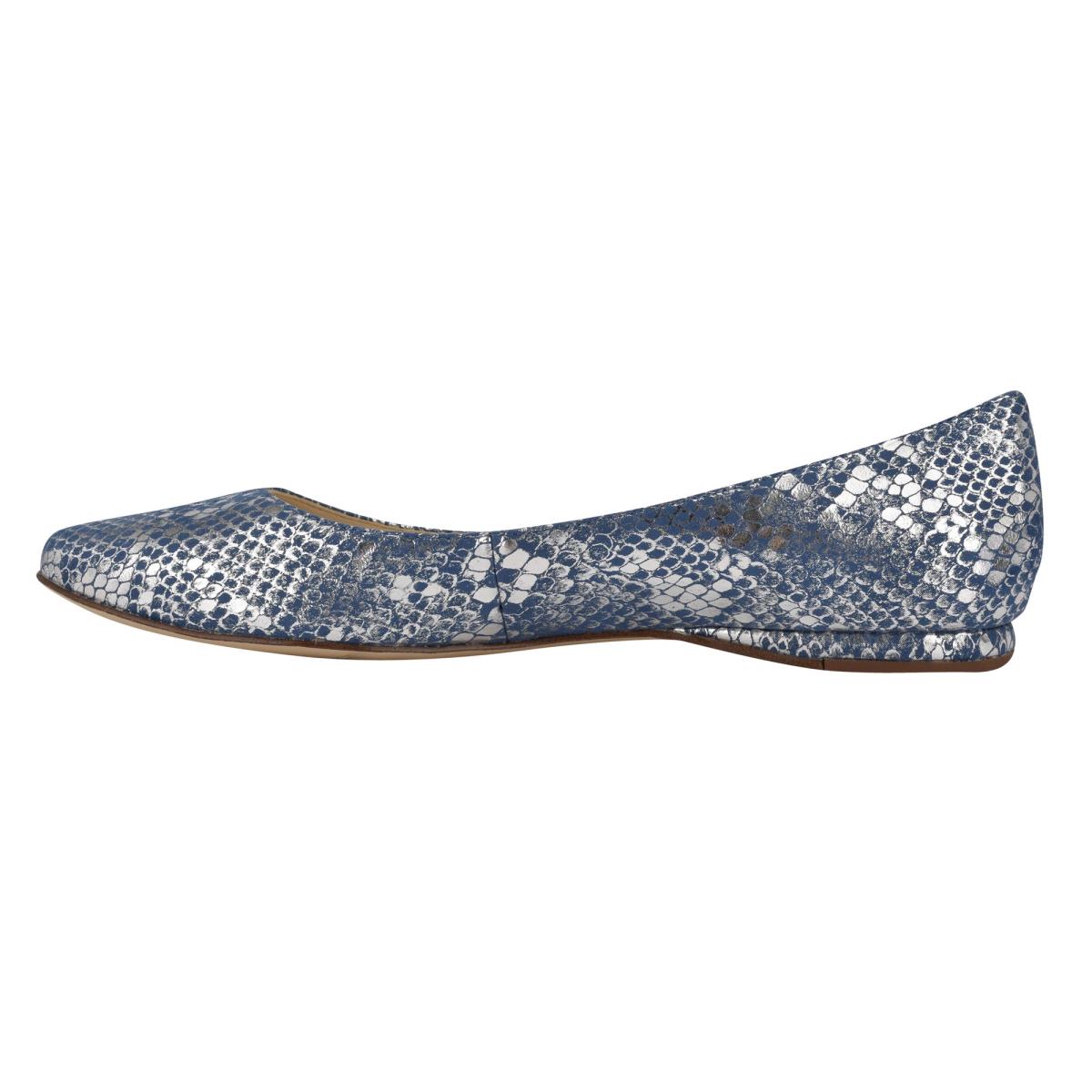 Nine West Speakup Almond Toe Ballet Flats Blue / Snake | AHGT28053