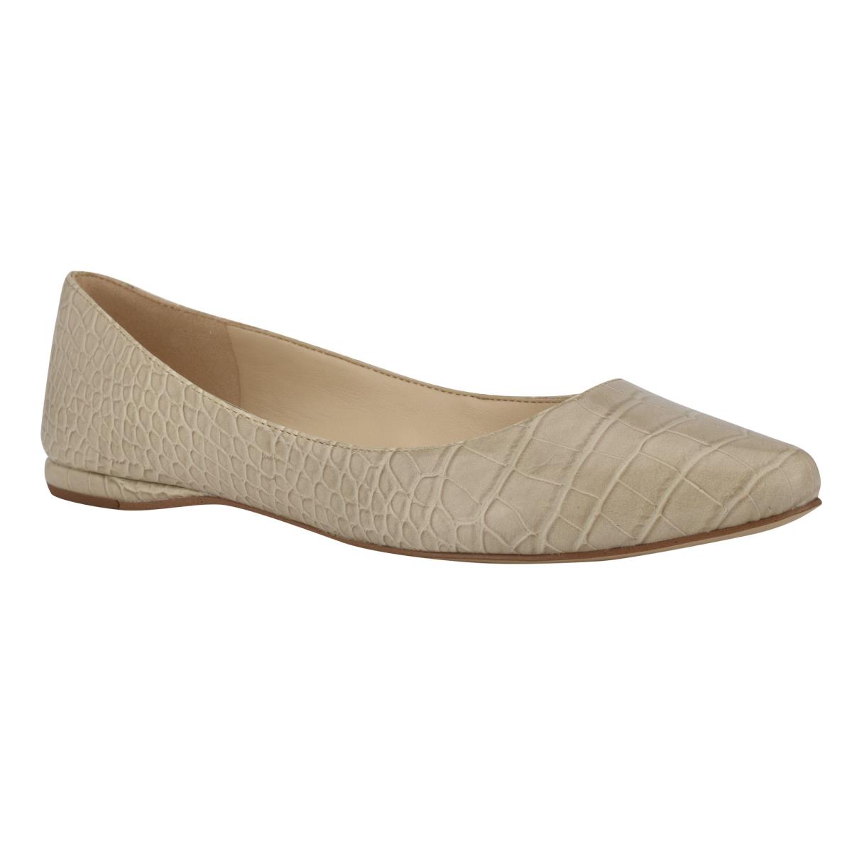 Nine West Speakup Almond Toe Ballet Flats Grey / Snake | BNPK31079