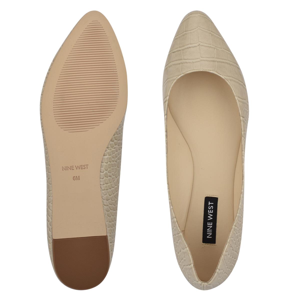 Nine West Speakup Almond Toe Ballet Flats Grey / Snake | BNPK31079