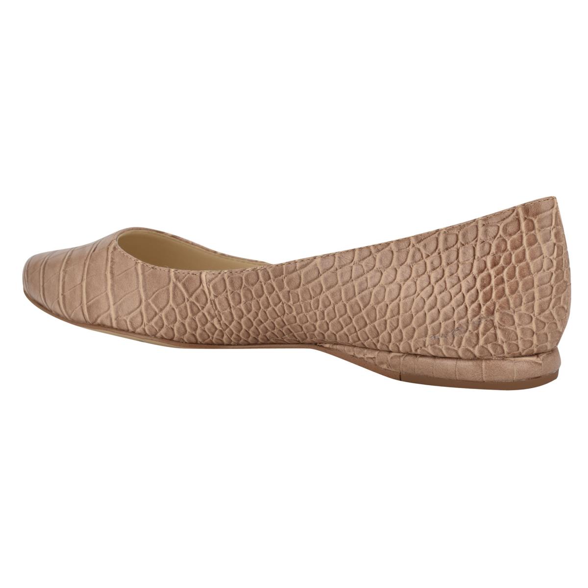 Nine West Speakup Almond Toe Ballet Flats Apricot / Snake | CPBR63904