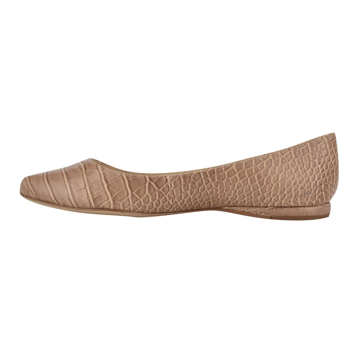 Nine West Speakup Almond Toe Ballet Flats Apricot / Snake | CPBR63904