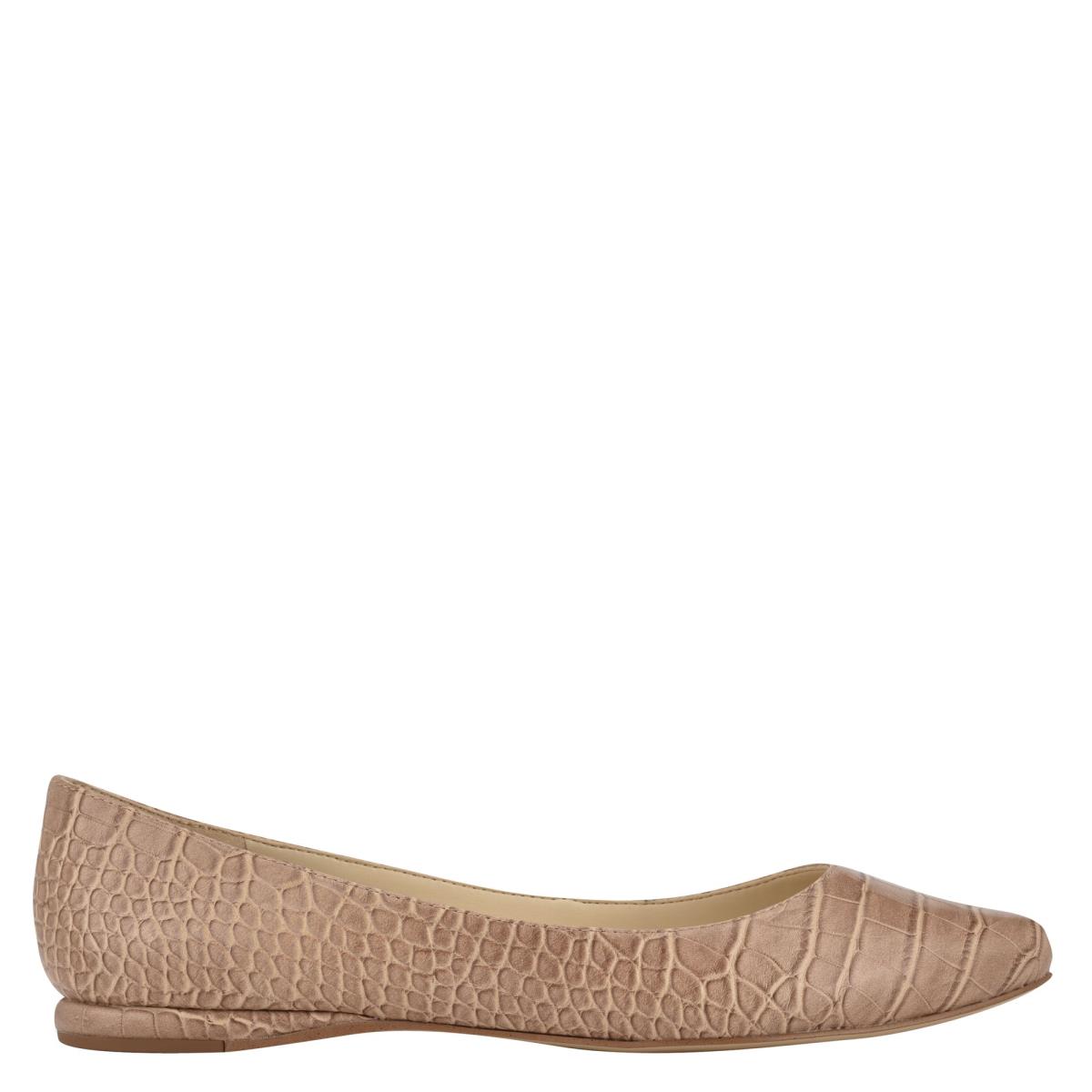 Nine West Speakup Almond Toe Ballet Flats Apricot / Snake | CPBR63904