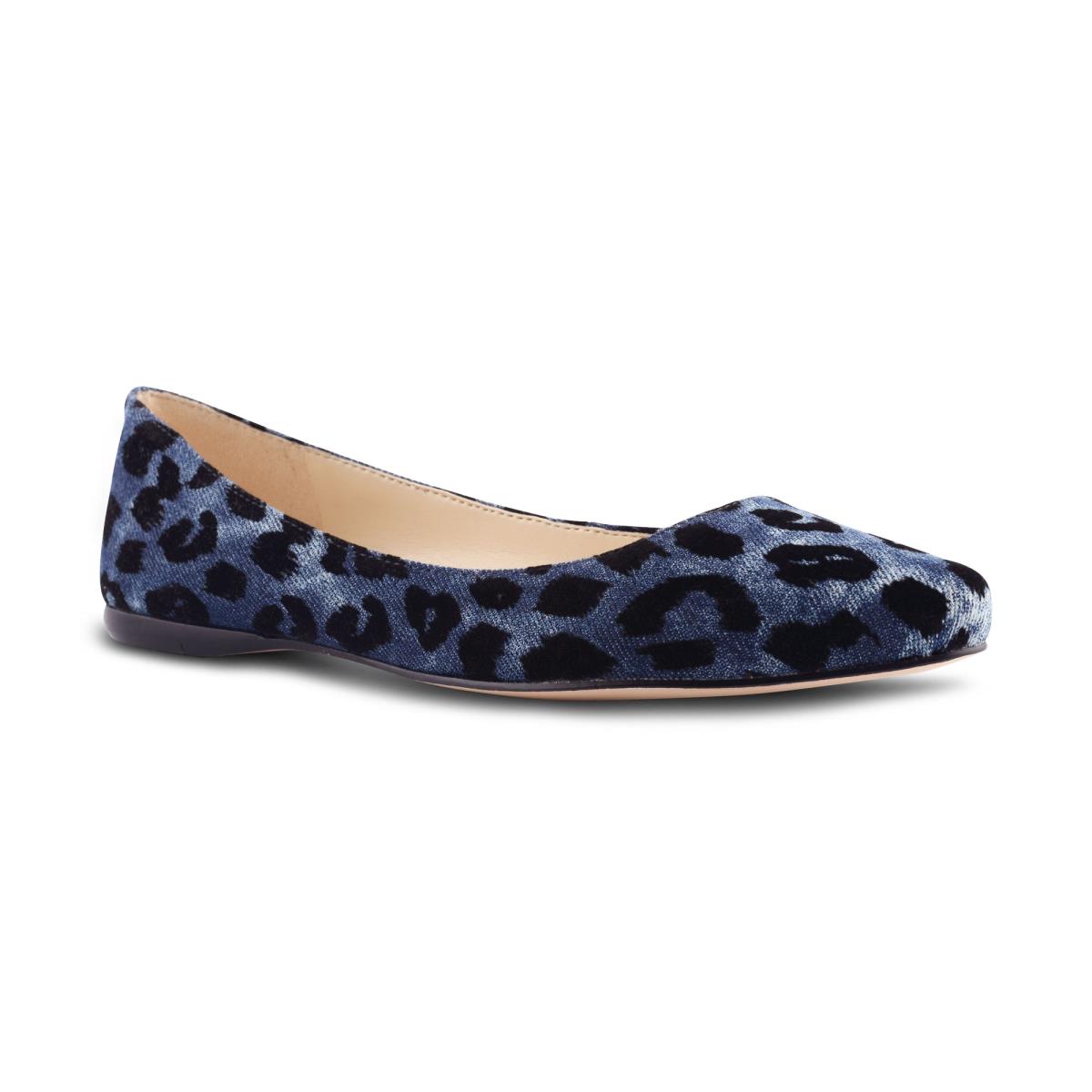 Nine West Speakup Almond Toe Ballet Flats Blue Leopard | IXVJ19326